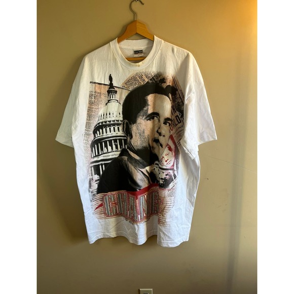 Vintage Obama "Change" Pro Tag Super Heavy T-shirt - Mens 3XL‎ - Picture 1 of 6